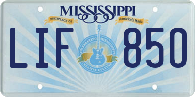 MS license plate LIF850