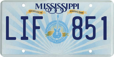 MS license plate LIF851
