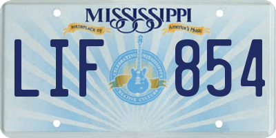 MS license plate LIF854