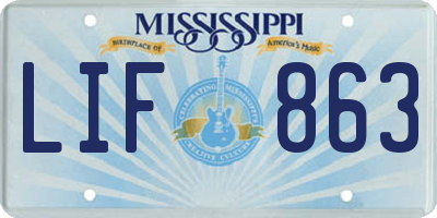 MS license plate LIF863