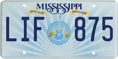 MS license plate LIF875