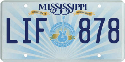 MS license plate LIF878