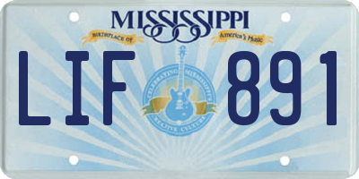 MS license plate LIF891