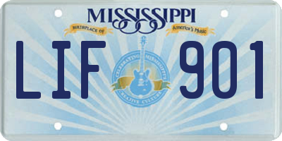 MS license plate LIF901