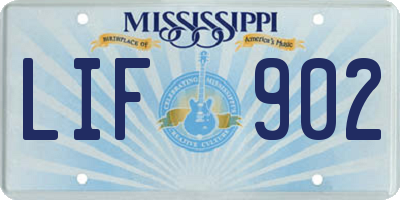 MS license plate LIF902