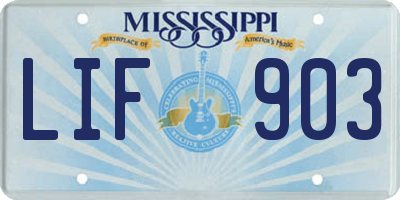 MS license plate LIF903