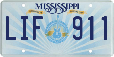 MS license plate LIF911