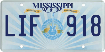 MS license plate LIF918