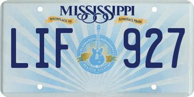MS license plate LIF927