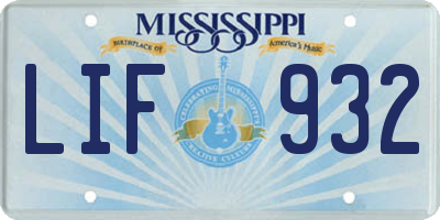 MS license plate LIF932