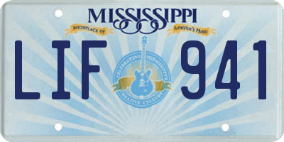 MS license plate LIF941