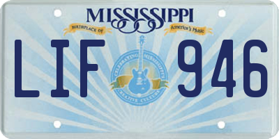 MS license plate LIF946