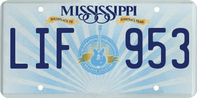 MS license plate LIF953