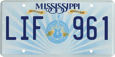 MS license plate LIF961