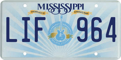 MS license plate LIF964