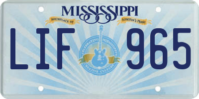 MS license plate LIF965