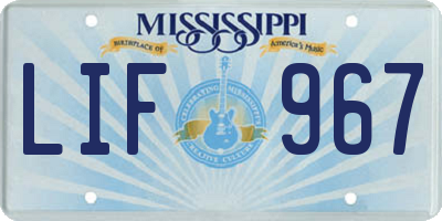 MS license plate LIF967