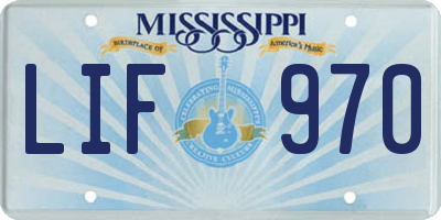 MS license plate LIF970