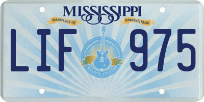 MS license plate LIF975