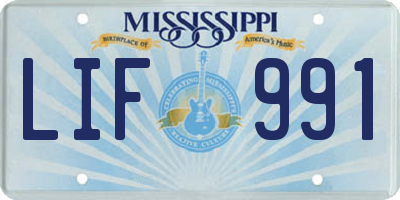 MS license plate LIF991