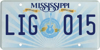 MS license plate LIG015