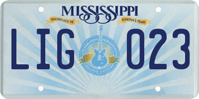 MS license plate LIG023