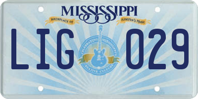 MS license plate LIG029