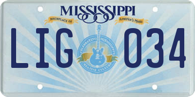 MS license plate LIG034