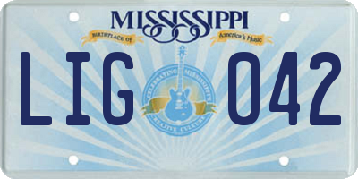 MS license plate LIG042