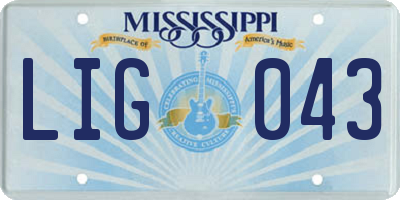 MS license plate LIG043