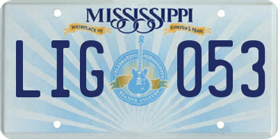 MS license plate LIG053