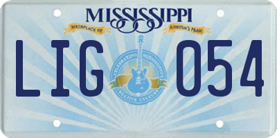 MS license plate LIG054