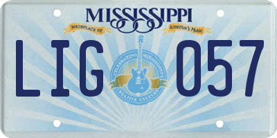MS license plate LIG057
