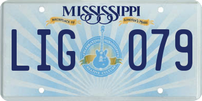 MS license plate LIG079