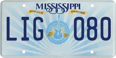 MS license plate LIG080