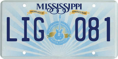 MS license plate LIG081