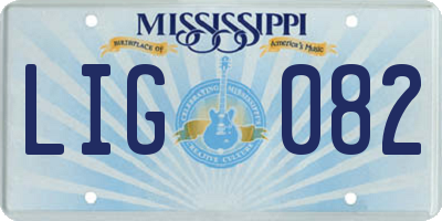 MS license plate LIG082