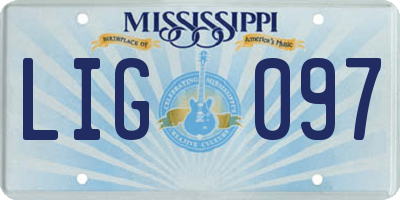 MS license plate LIG097