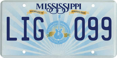 MS license plate LIG099