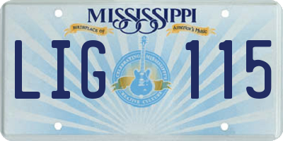 MS license plate LIG115