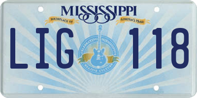 MS license plate LIG118