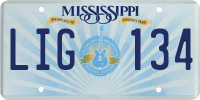 MS license plate LIG134
