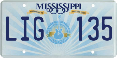 MS license plate LIG135