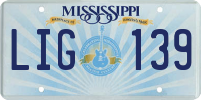MS license plate LIG139