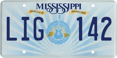 MS license plate LIG142