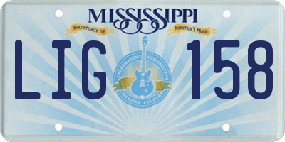 MS license plate LIG158