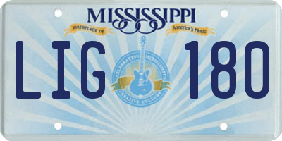 MS license plate LIG180