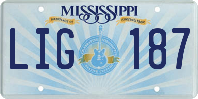 MS license plate LIG187