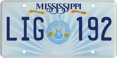 MS license plate LIG192