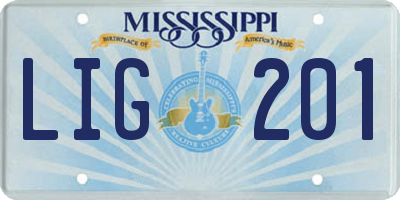 MS license plate LIG201